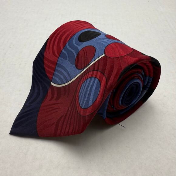 Neck Tie Carlo Palazzi Light Blue Navy Blue Burgandy Abstract Design - Picture 1 of 4